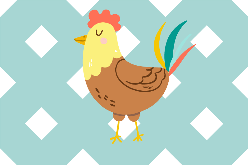 Mantel individual original Colorida ilustración de un gallo - TenVinilo