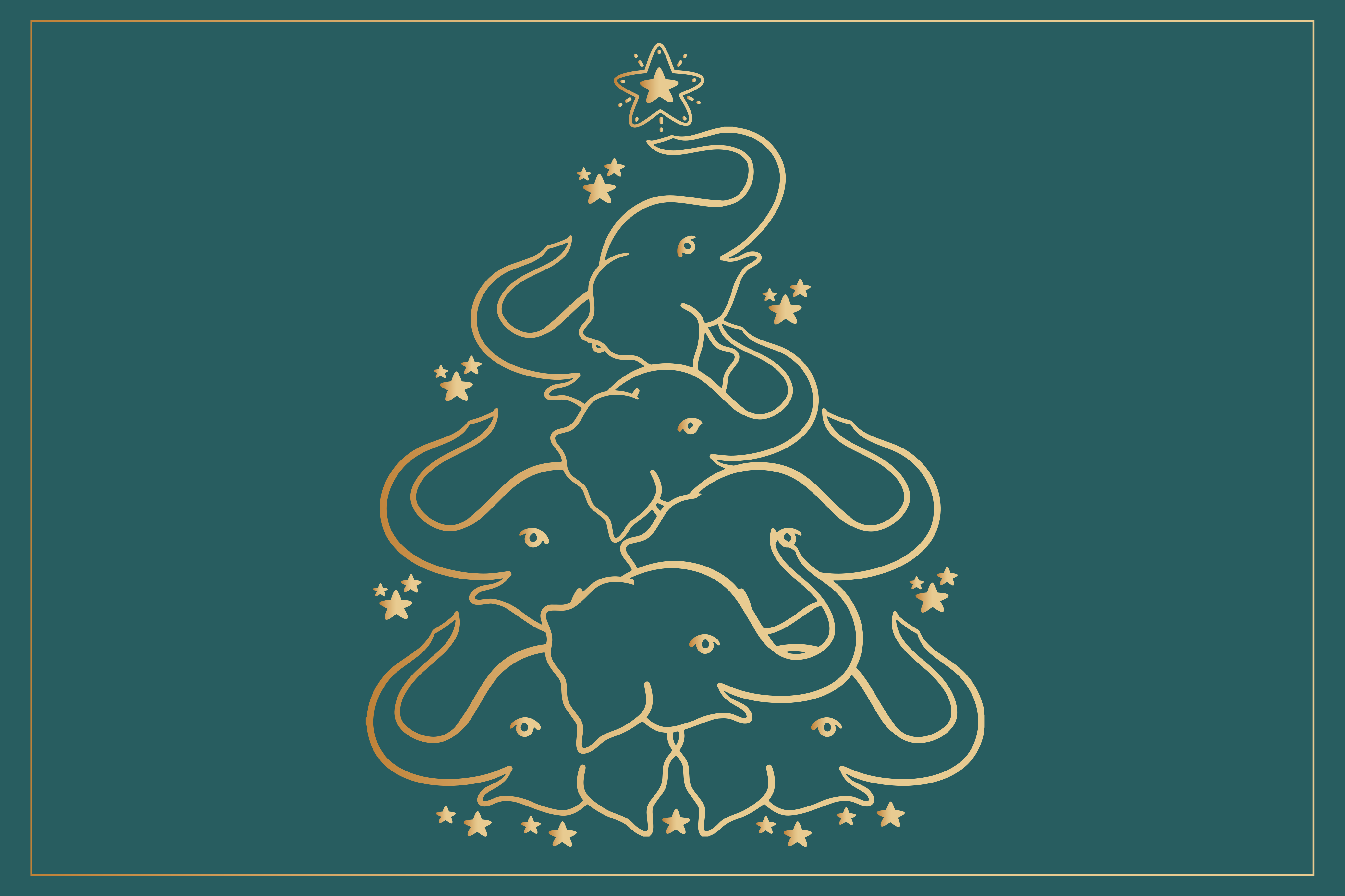 Individual mesa navideño elefante elegante Árbol - TenVinilo