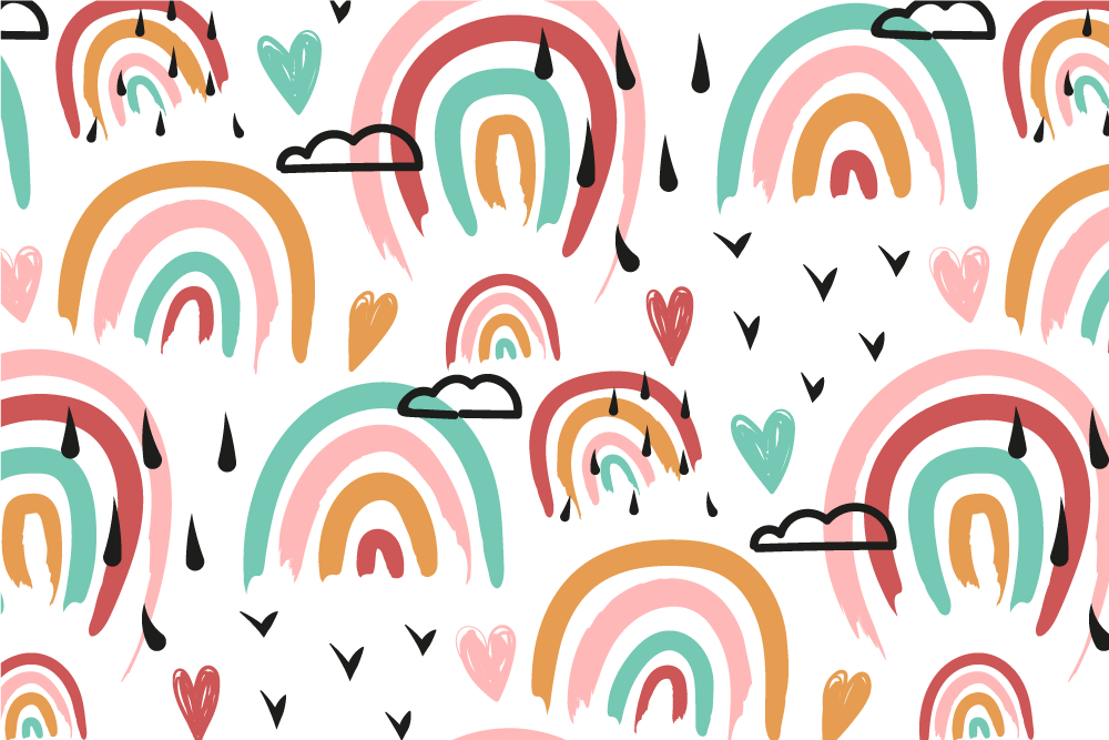 Individual mesa infantil patrón de corazones arcoíris - TenVinilo