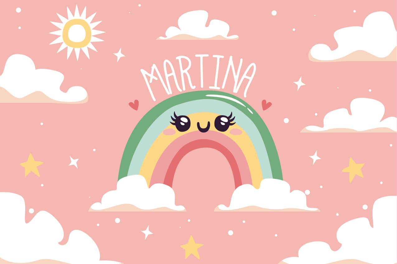 Individual mesa infantil escena de arcoíris alegre - TenVinilo