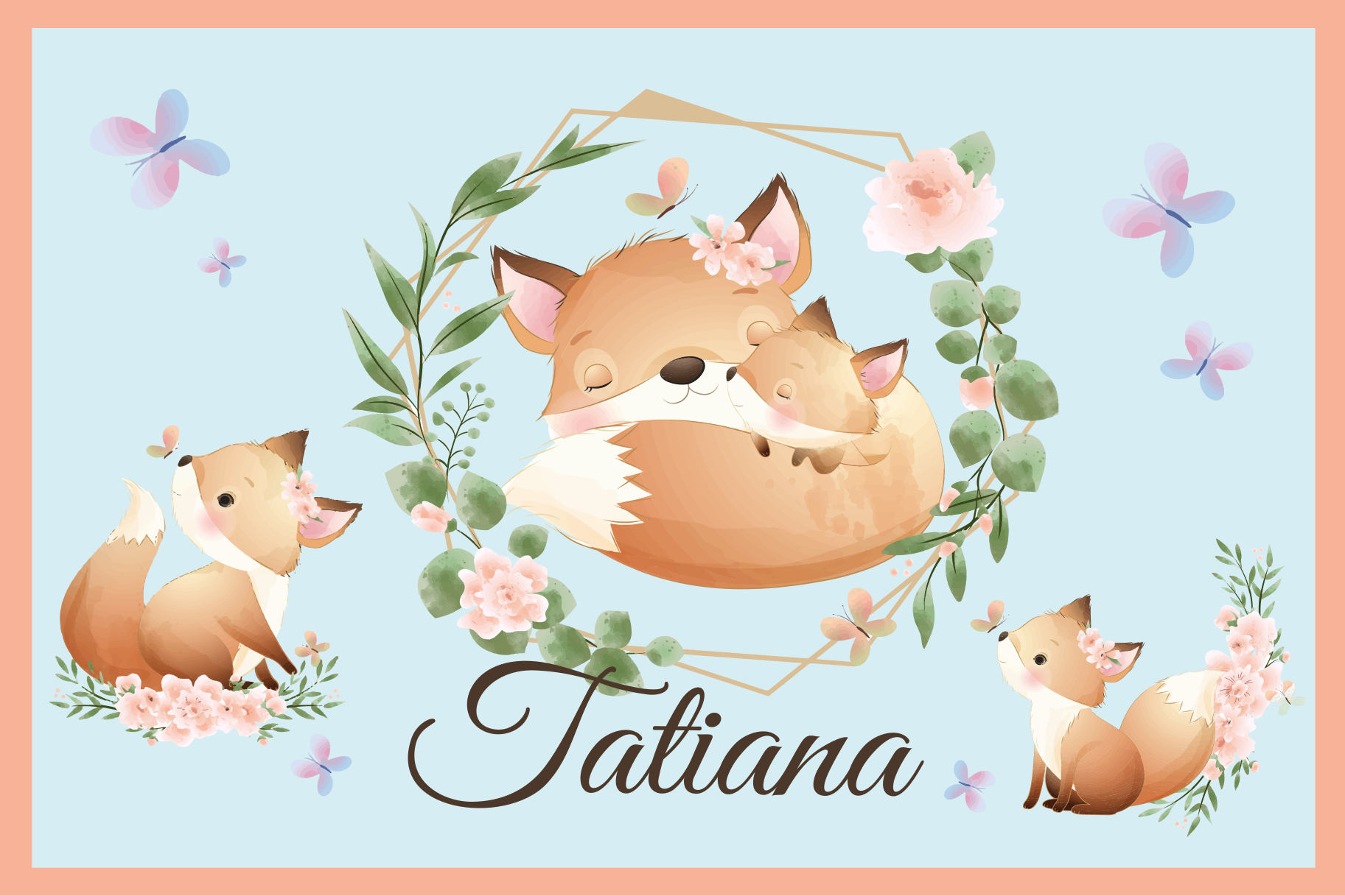 Individual mesa infantil familia de zorros lindos - TenVinilo