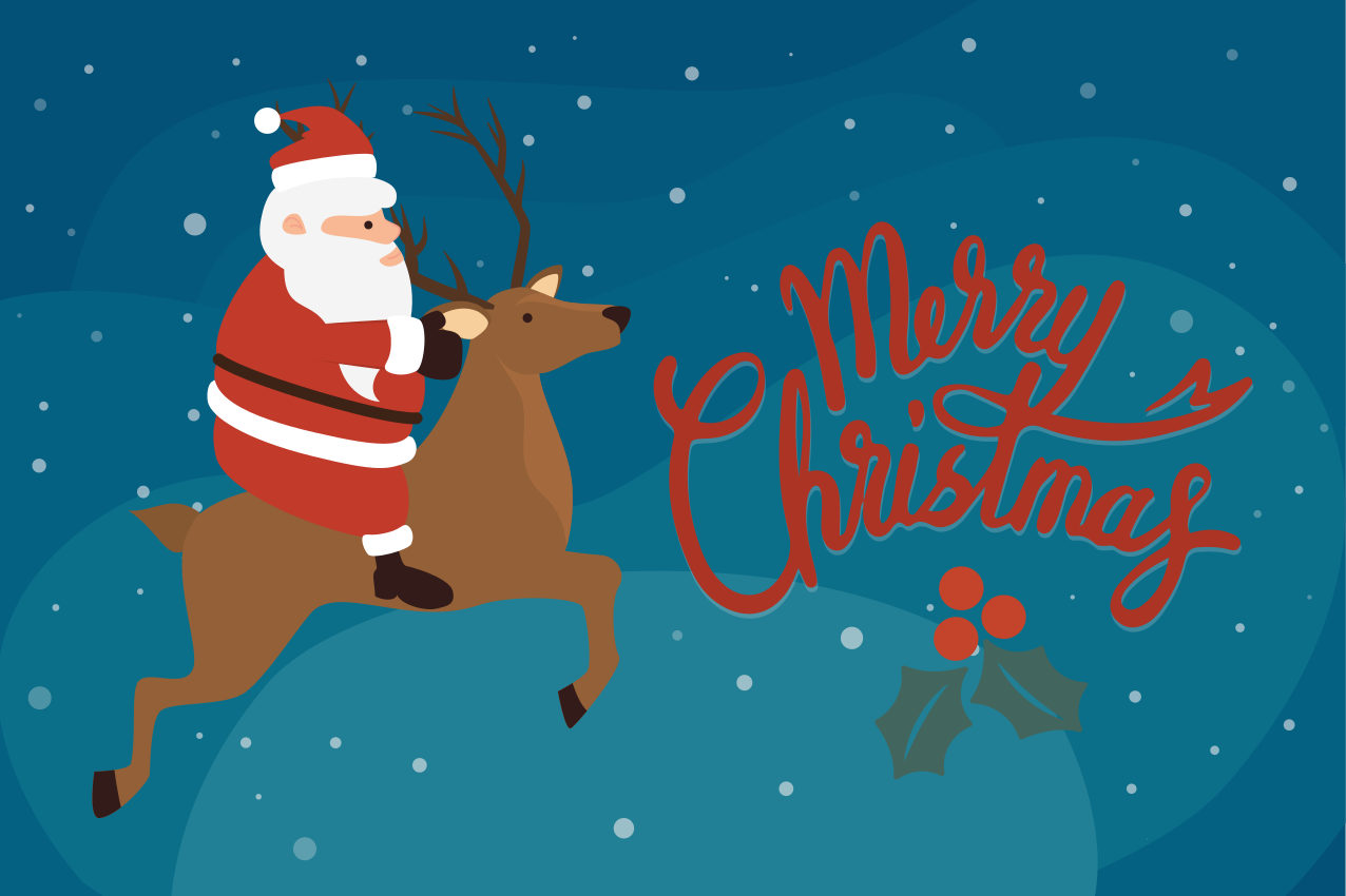 Individual mesa navideño santa montando renos - TenVinilo