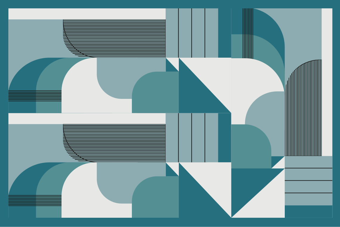 Individual mesa moderno patrones geométricos en teal - TenVinilo