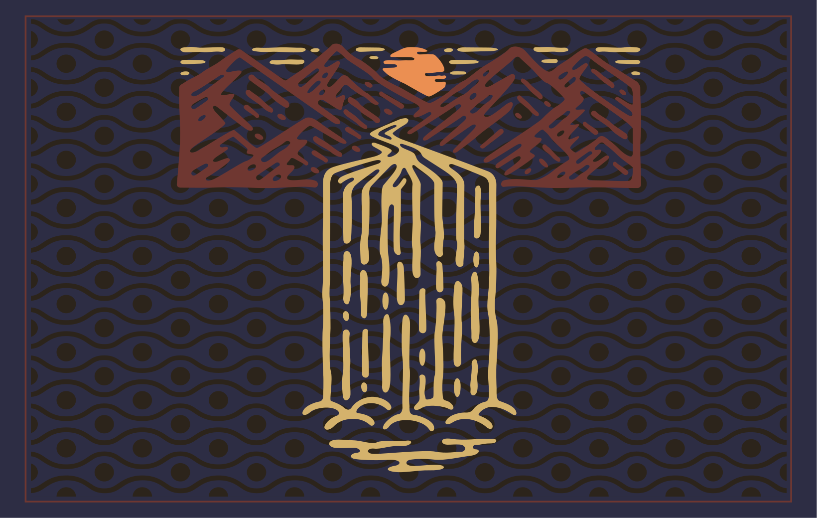 Individual mesa original escena de cascada en montaña - TenVinilo