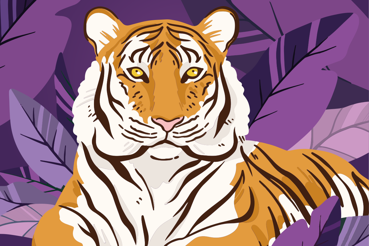 Mantel individual casa Tigre curioso animales de la jungla - TenVinilo