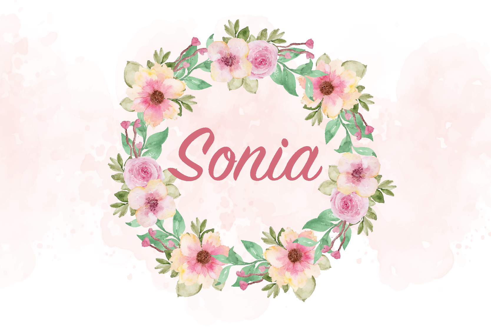 Mantel individual personalizable flores de acuarela - TenVinilo