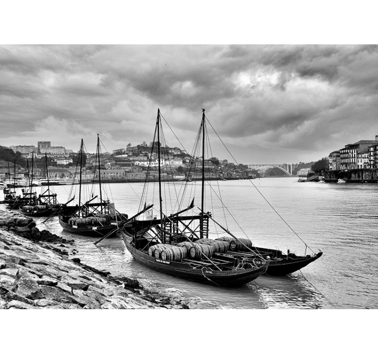 Fotomural pared de botes de rabelos - TenVinilo