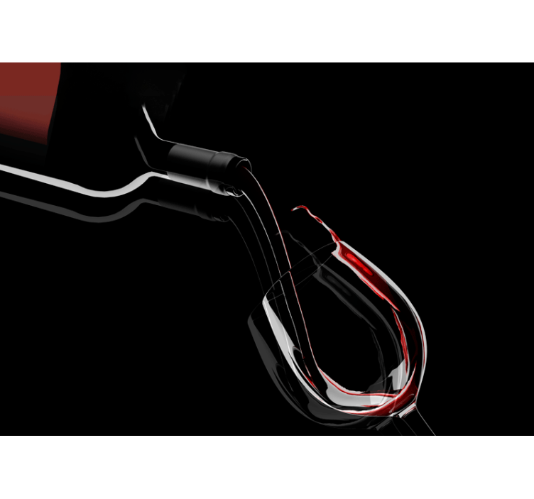 Fotomural 3D Botella vertiendo vino - TenVinilo