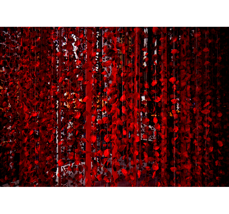 Mural de flores cascada floral roja - TenVinilo