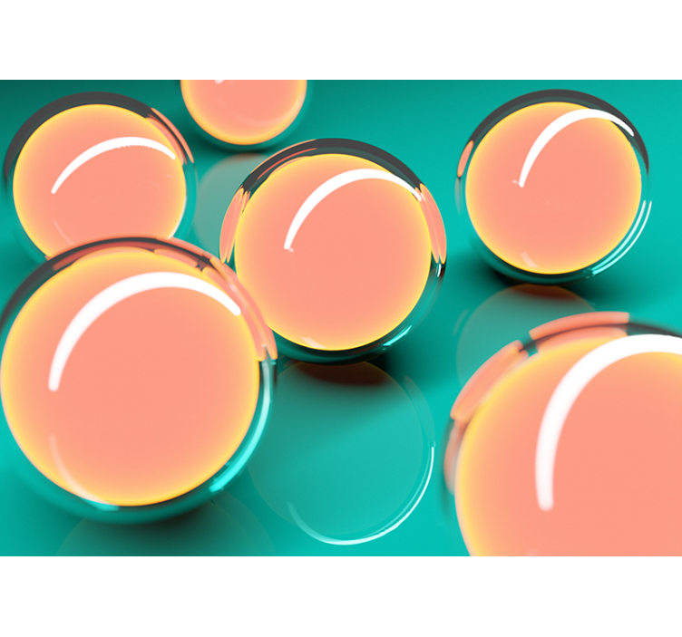 Mural abstracto esferas transparentes flotantes - TenVinilo