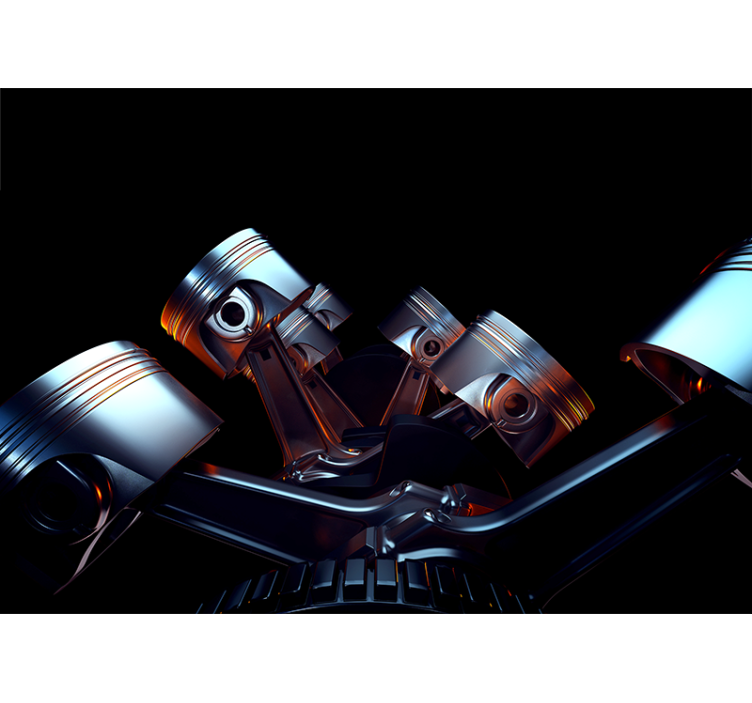 Mural de vehículos detalle de componentes del motor - TenVinilo