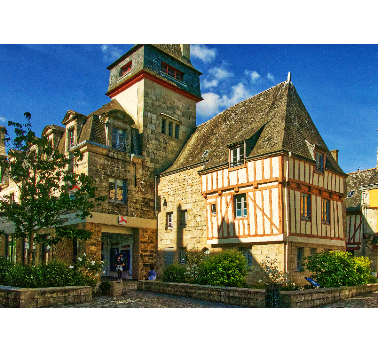 Mural ciudad arquitectura histórica francesa - TenVinilo