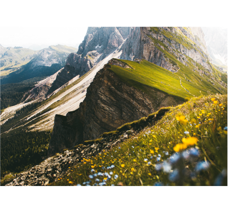 Fotomural juvenil Paisaje sobrenatural con flores - TenVinilo