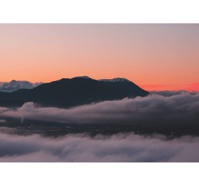 Mural de paisajes vista del atardecer en montaña - TenVinilo