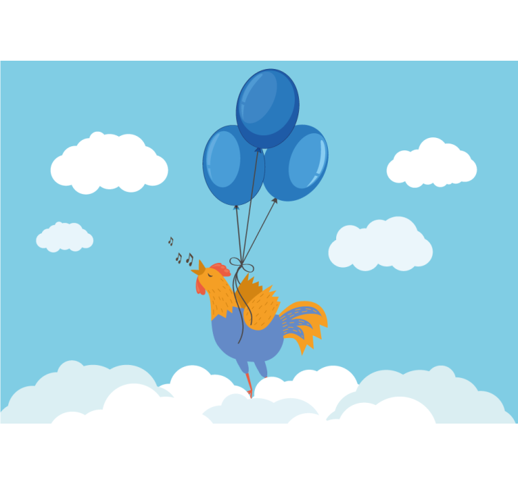 Mural infantil globos de canto del gallo - TenVinilo