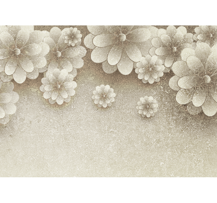 Fotomural habitación matrimonio Efecto de flores 3d color gris - TenVinilo