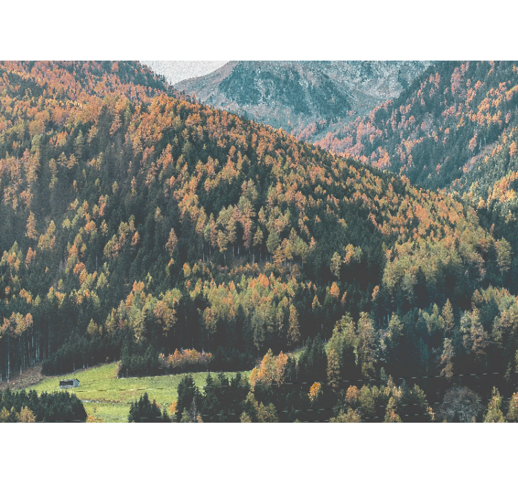 Mural para salón Paisaje de arboles en la montaña - TenVinilo