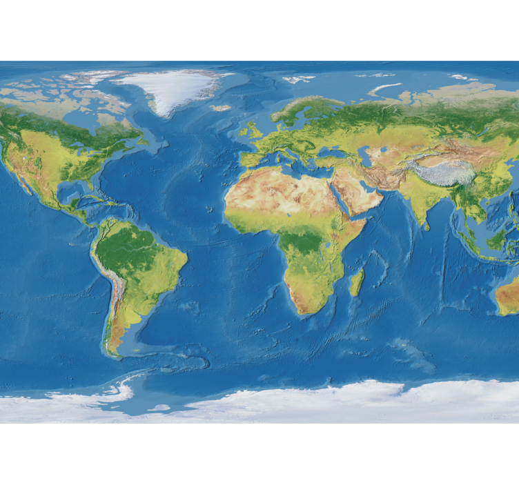 Mural mapamundi mapa mundial detallado - TenVinilo