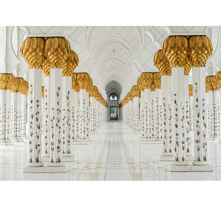 Mural africano vestíbulo de columnas majestuoso - TenVinilo