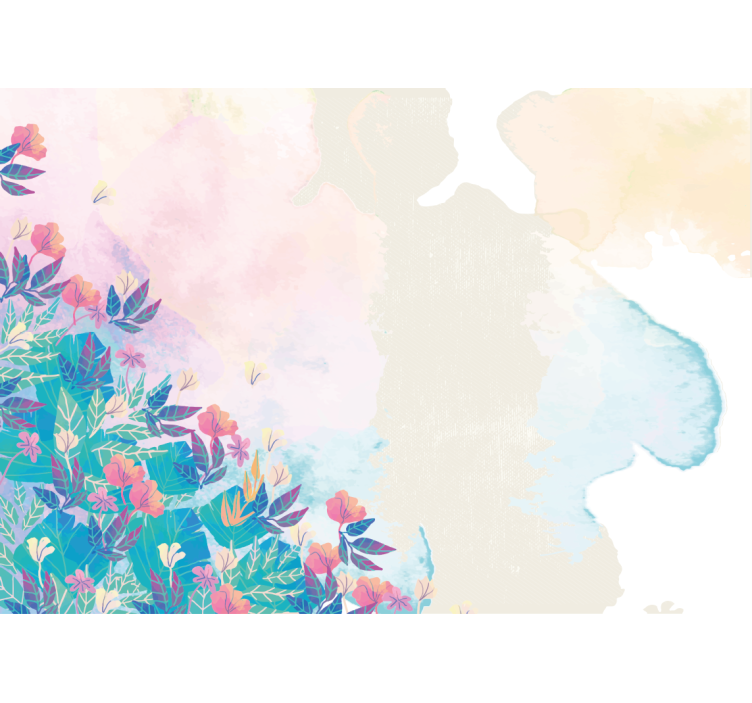 Mural abstracto salpicadura floral vibrante - TenVinilo