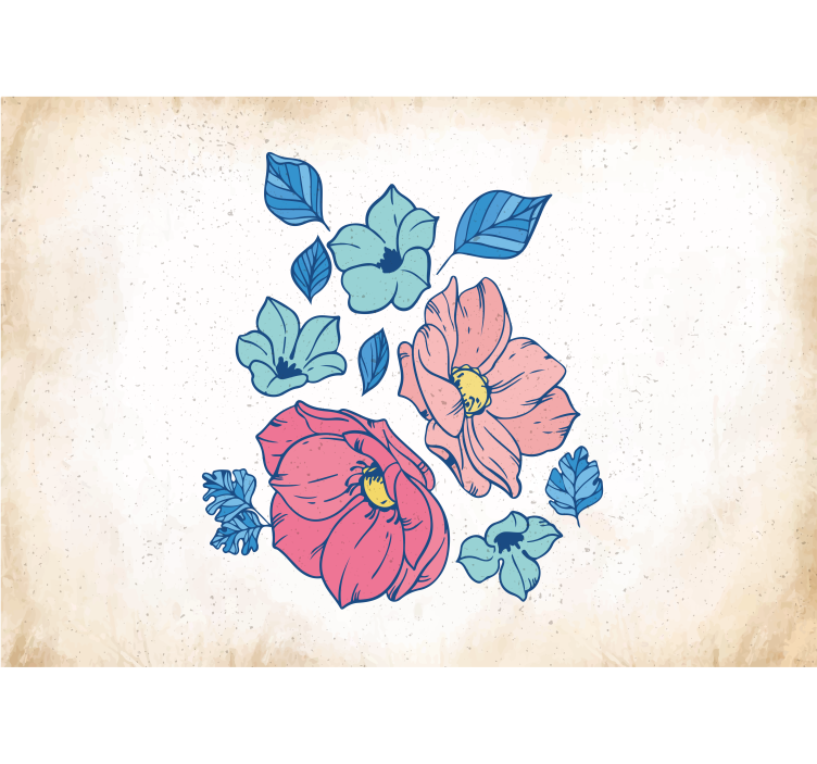 Fotomural flores Delicadas flores rosas y azules - TenVinilo