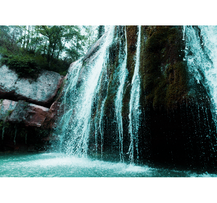 Fotomural de cascada Agua azul llena de agua - TenVinilo
