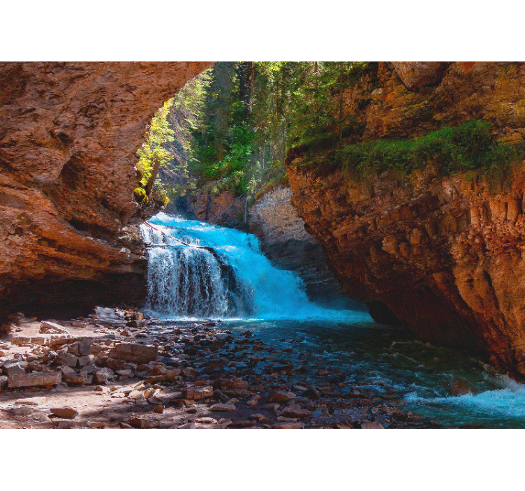 Mural de montañas vista de cascada - TenVinilo