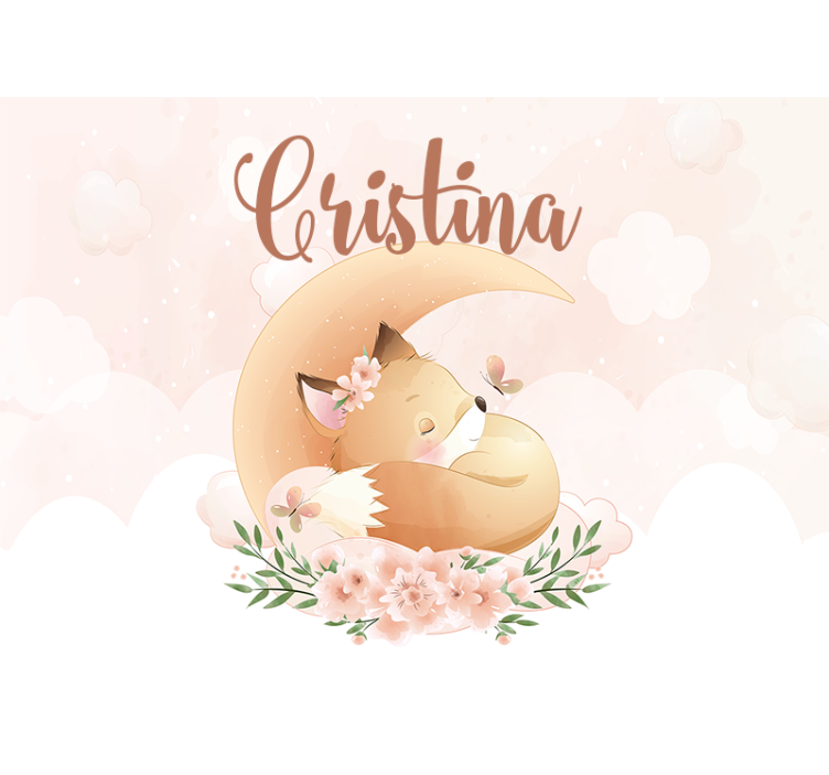 Mural personalizable diseño de zorro durmiendo - TenVinilo