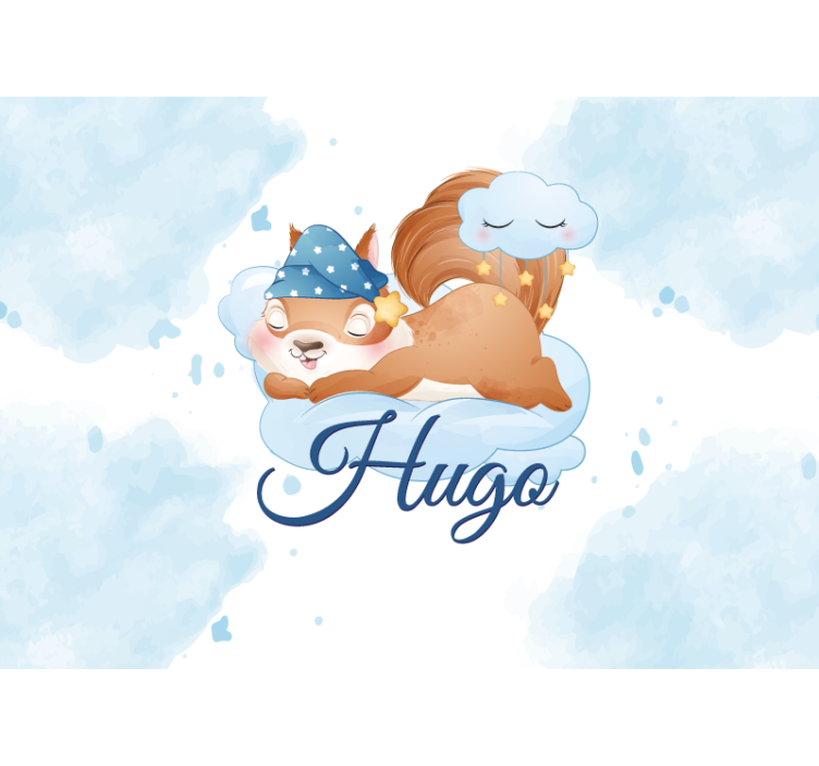 Mural para bebé sueños de ardilla dormilona - TenVinilo