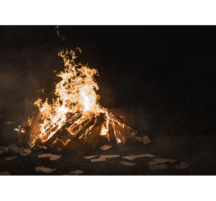 Mural abstracto escena de fogata llameante - TenVinilo