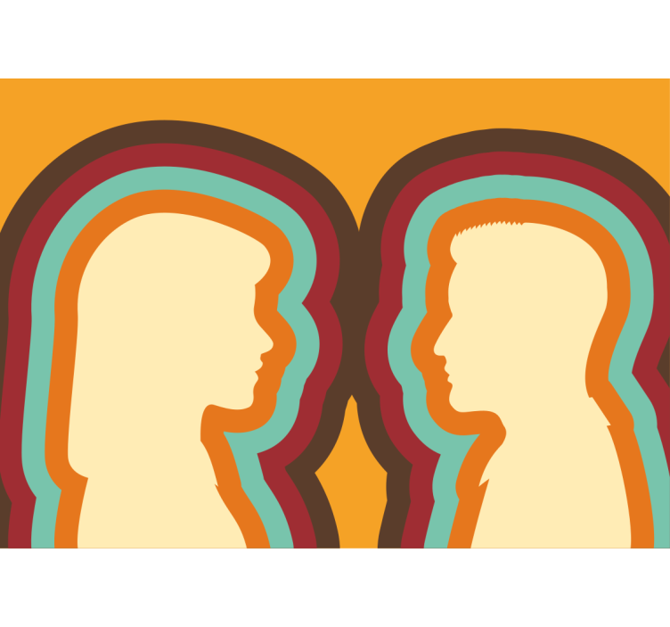 Mural de amor siluetas de pareja - TenVinilo