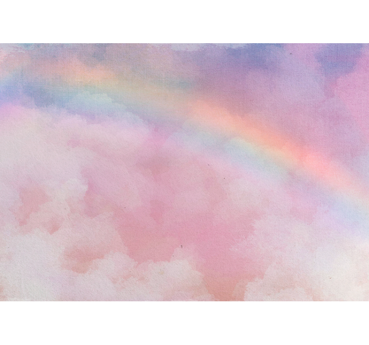 Fotomural para bebés Arcoiris en nubes rosa bebé - TenVinilo