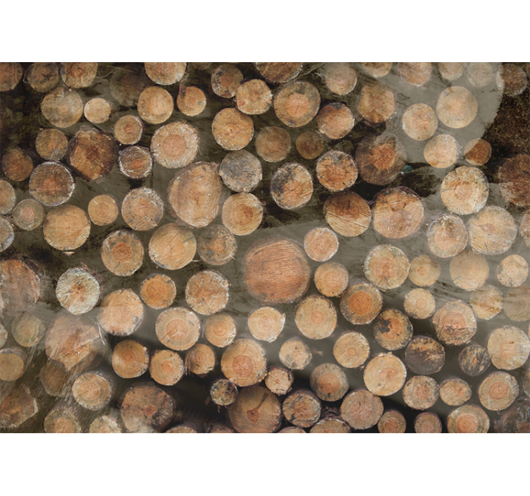 Mural de texturas arreglo de troncos de madera - TenVinilo