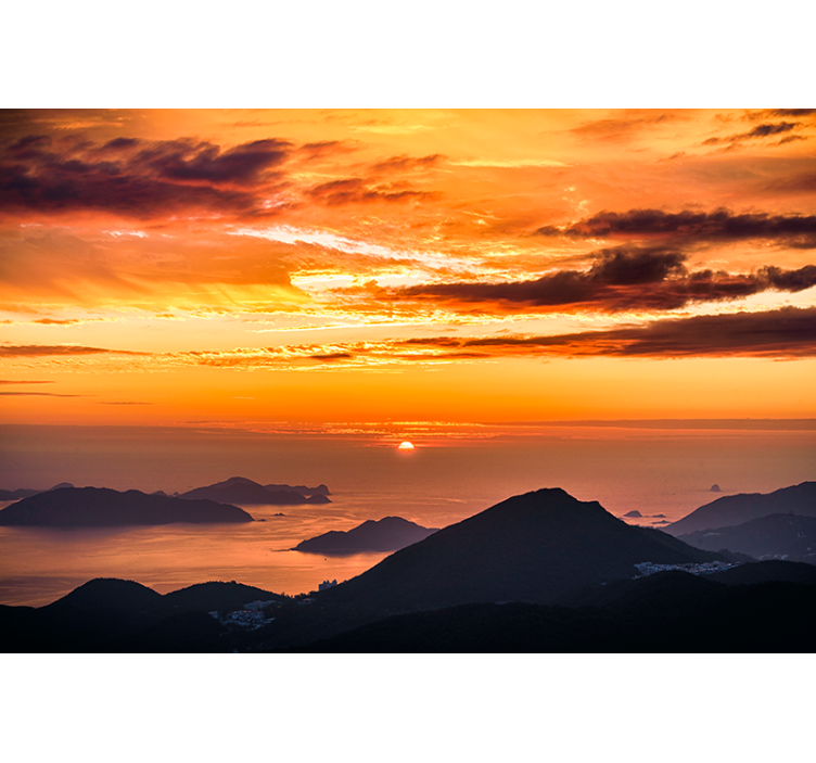 Mural de paisajes atardecer sobre el océano - TenVinilo