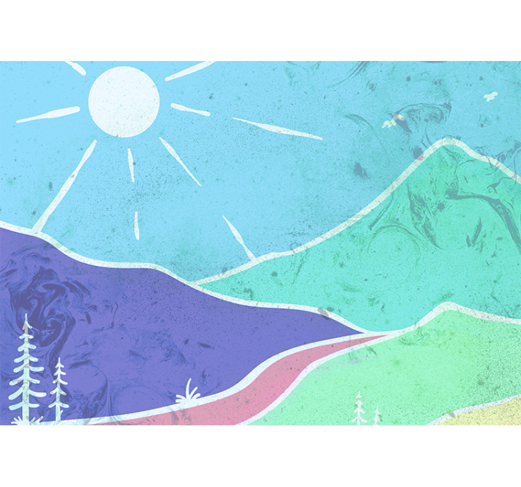 Mural de paisajes escena de paisaje montañoso - TenVinilo