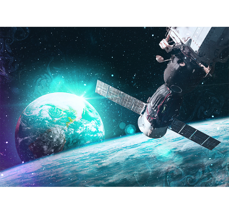 Fotomural naturaleza Estación espacial y planeta tierra. - TenVinilo