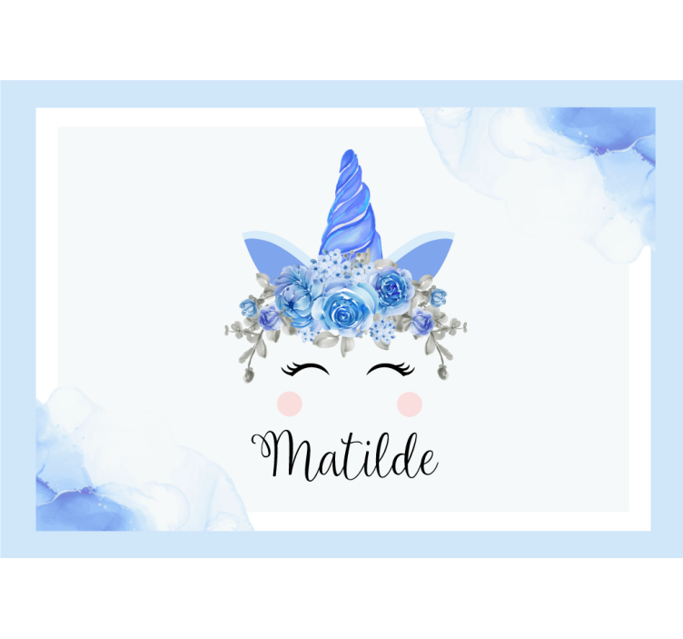 Mural infantil ilustración de unicornio adorable - TenVinilo