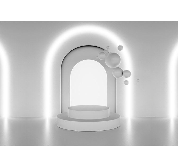 Mural abstracto diseño de arcos geométricos - TenVinilo