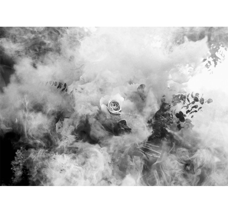 Mural de flores rosa blanca etérea - TenVinilo