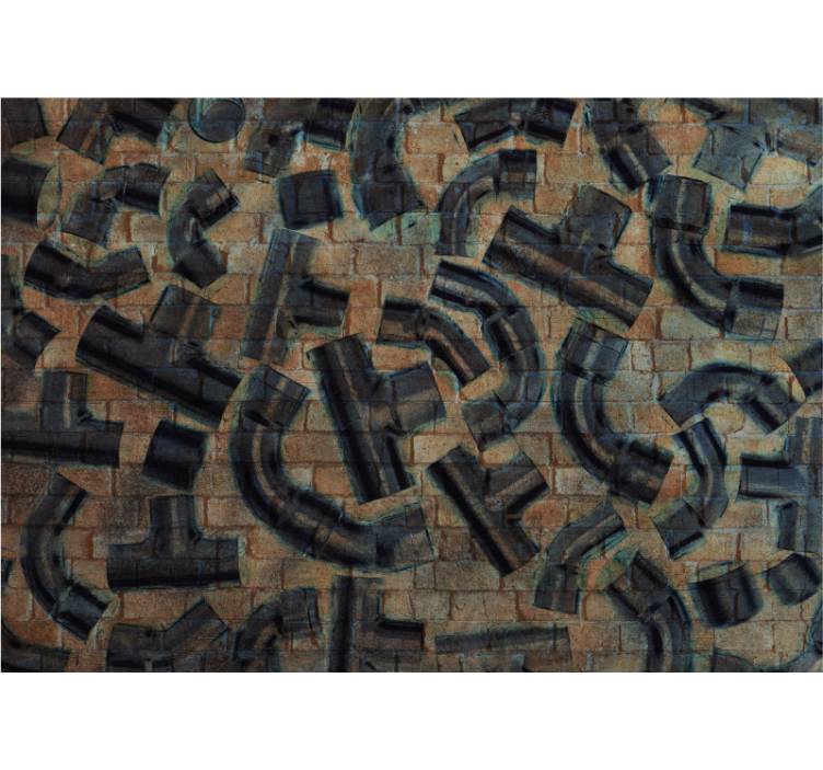 Fotomural imitación ladrillo Patrón de ladrillos y tuberías indus - TenVinilo