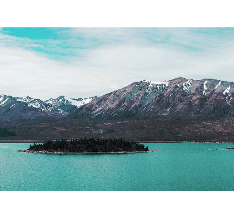 Mural de paisajes lago de montaña e isla - TenVinilo