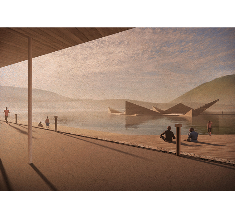 Mural de paisajes perspectiva de un lago tranquilo - TenVinilo