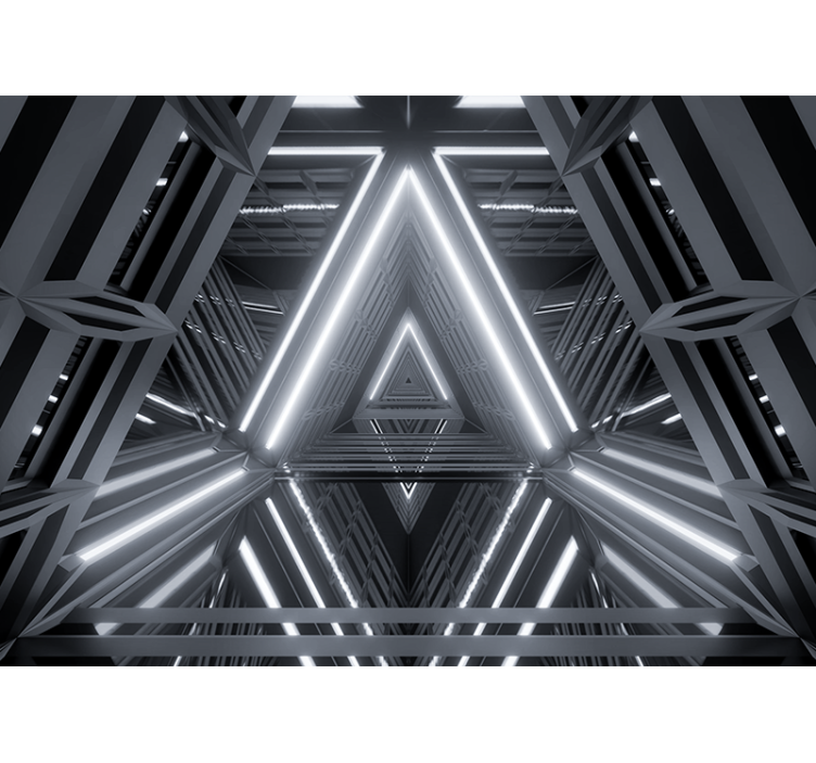 Mural abstracto patrón luminescente triangular - TenVinilo