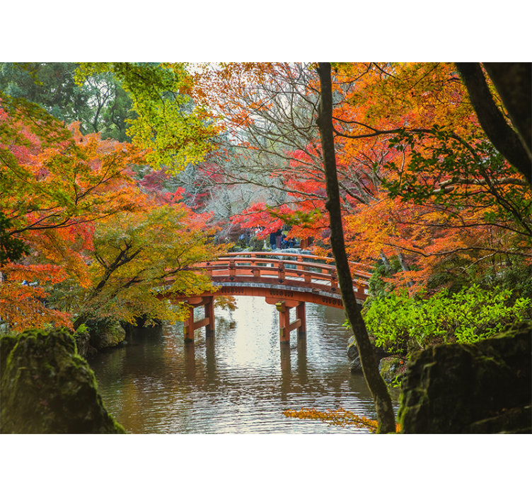 Mural de naturaleza escena del puente en otoño - TenVinilo