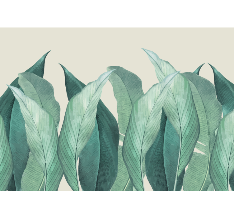 Mural para salón Hojas de palmera vertical verde - TenVinilo