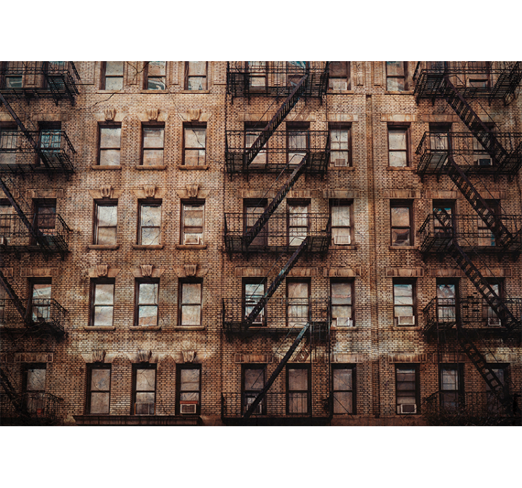 Mural ciudad fachada de ladrillo urbano - TenVinilo
