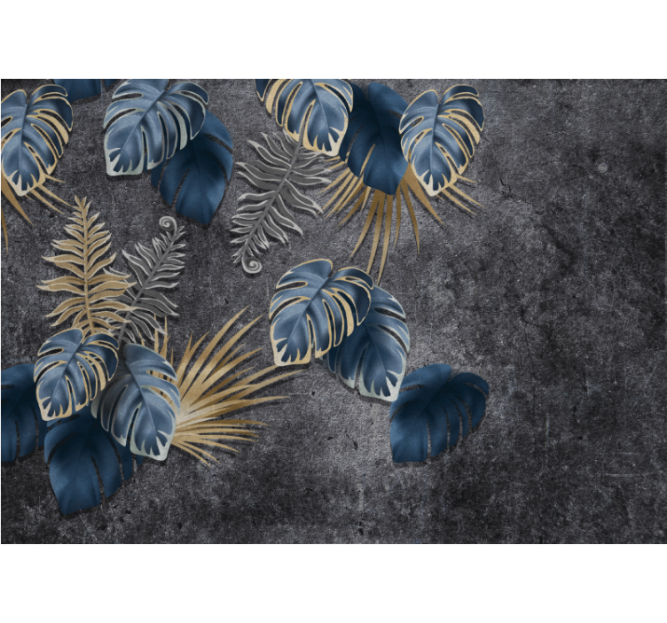 Fotomural 3D Efecto de plantas 3d sobre hormigón. - TenVinilo