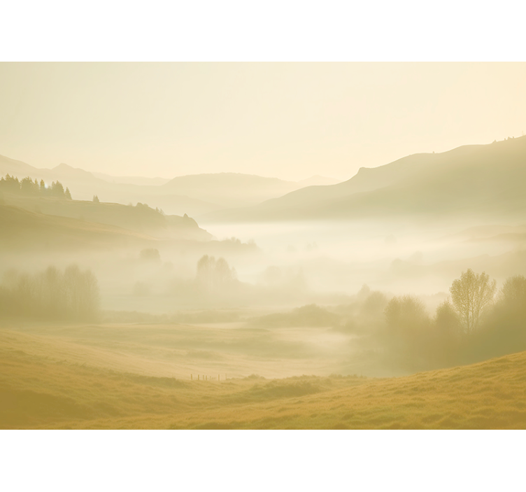 Fotomural de montañas vistas beige y brumosas - TenVinilo