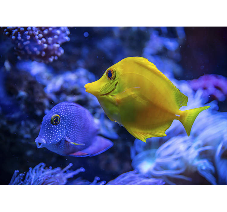 Fotomural mar azul y amarillo de peces - TenVinilo