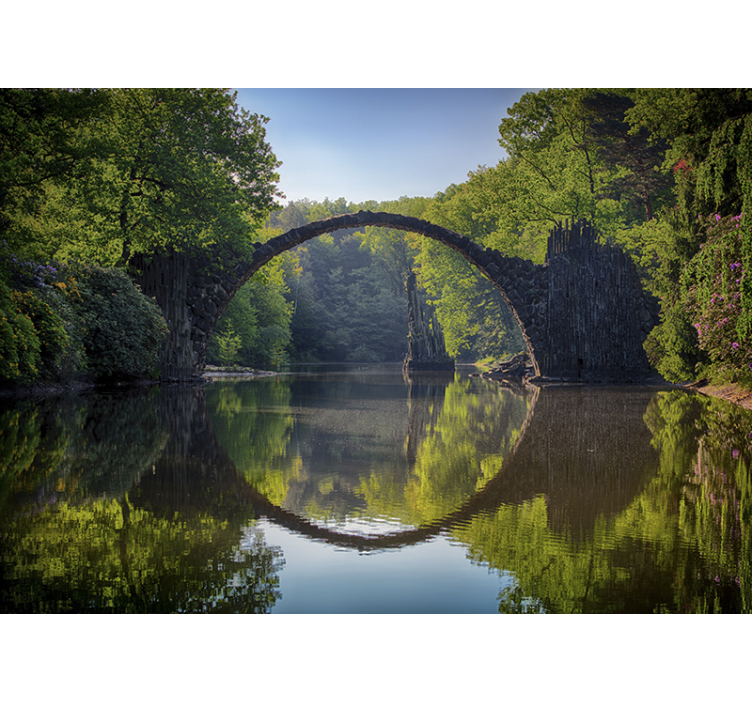 Fotomural naturaleza con puente reflejado - TenVinilo